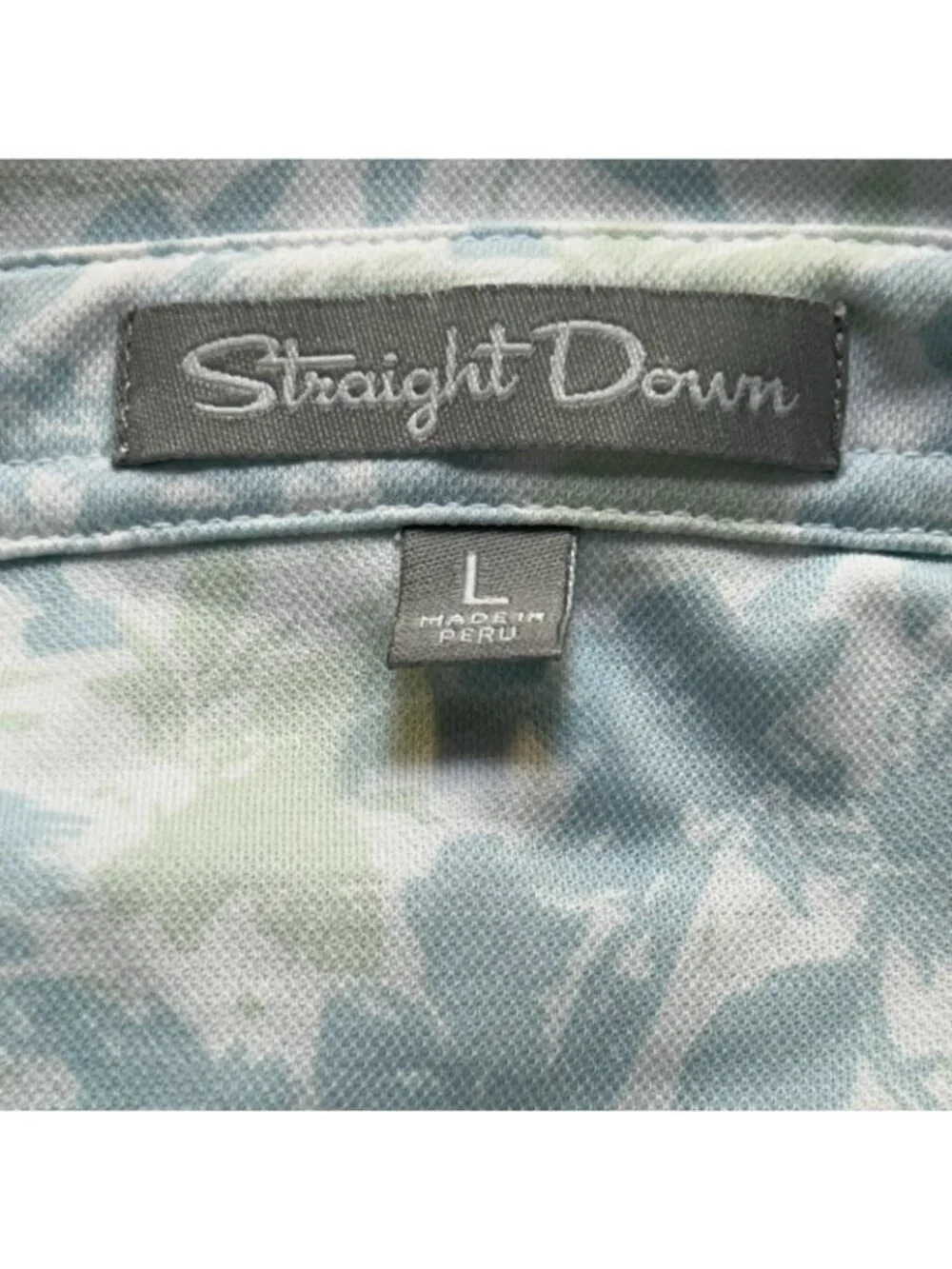 Straight Down Polo Shirt Mens Large Blue Floral The Farms Golf Pima Cotton Blend